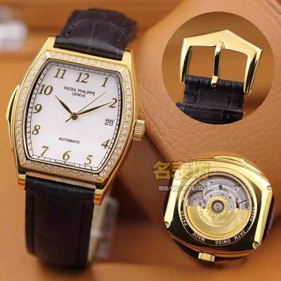 名表 百达翡丽Patek Philippe男表自动机械 18K包金 白面 酒桶型 经典款