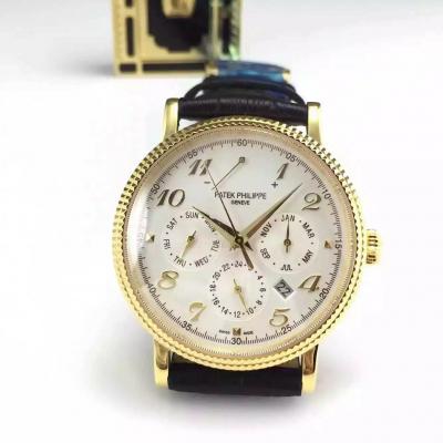 百达翡丽Patek Philippe 简洁牙边复杂计时 男士自动机械手表 18K包金 进口机芯 香港组装 