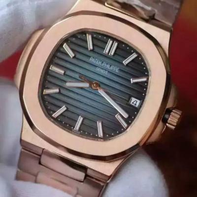 百达翡丽PATEK PHILIPPE 运动系列NAUTILUS 5711R 18K玫瑰金 蓝面 自动上链机械钢带男士