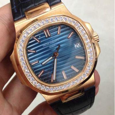 百达翡丽PATEK PHILIPPE 鹦鹉螺5711系列 18K包玫瑰金 镶钻 自动上链机械钢带男士