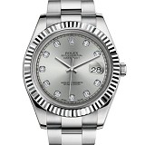 Rolex 劳力士 Datejust 日志型系列116334-0007白金钢银面罗马字钻标男表 香港组装 