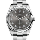 Rolex 劳力士 Datejust 日志型系列116334-0009白金钢牙圈灰面钻标男表 香港组装 