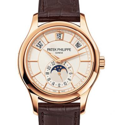 百达翡丽PATEK PHILIPPE 复杂功能时计系列5205R-001 18K玫瑰金 金面年历自动上链机械男士