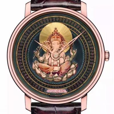 百达翡丽PATEK PHILIPPE 有象头神格涅什（Ganesh）的画像 18K玫瑰金 自动上链机械男士