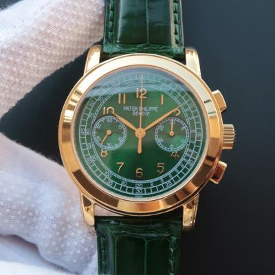 百达翡丽PATEK PHILIPPE SA 超级复杂功能时计系列 5070 18K玫瑰金 绿面 手动上链机械男士