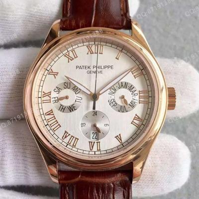 【缺货】百达翡丽PATEK PHILIPPE SA 复杂功能计时系列 18K玫瑰金 白面 男士自动机械手表 香港组装