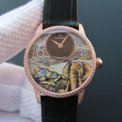 雅克德罗Jaquet Droz Les Ateliers D’art系列 J005003219 蛋壳镶嵌大象 18K玫瑰金 镶钻 女士自动机械表