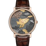 宝珀Blancpain VILLERET经典系列 6615_3616_55B Coelacante赤铜金雕腔棘鱼 18K包玫瑰金 男士自动机械表