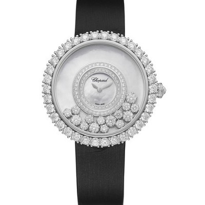 Chopard萧邦HAPPY DIAMONDS经典系列204445-1001 搭载瑞士原装石英机芯 镶钻 绢带表带