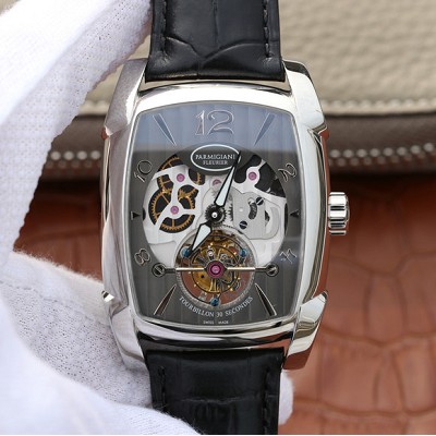 精仿帕玛强尼1:1,帕玛强尼TOURBILLON系列 黑盘 18K包玫瑰金 男士真陀飞轮手动机械表